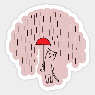 cat and rain Sticker